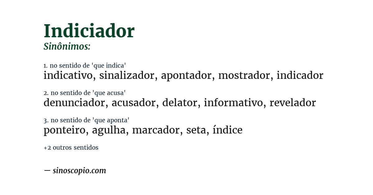 Sinônimo de indiciador