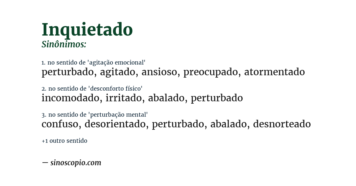 Sinônimo de inquietado