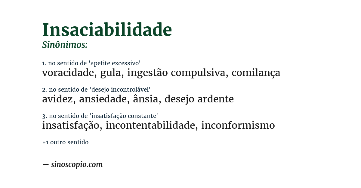 Sinônimo de insaciabilidade