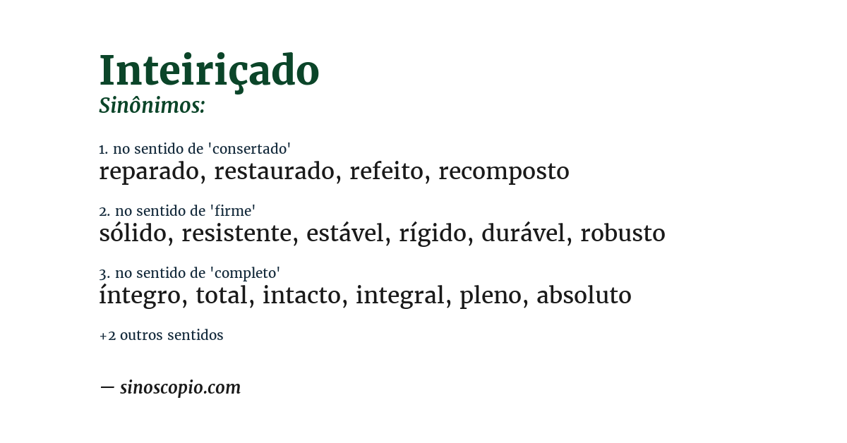 Sinônimo de inteiriçado
