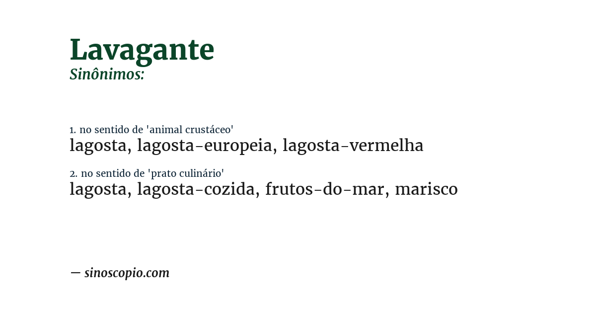 Sinônimo de lavagante