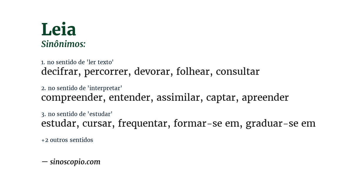 Sinônimo de leia
