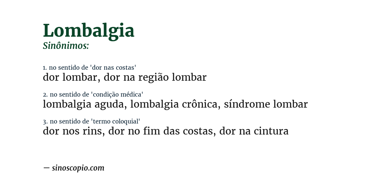 Sinônimo de lombalgia