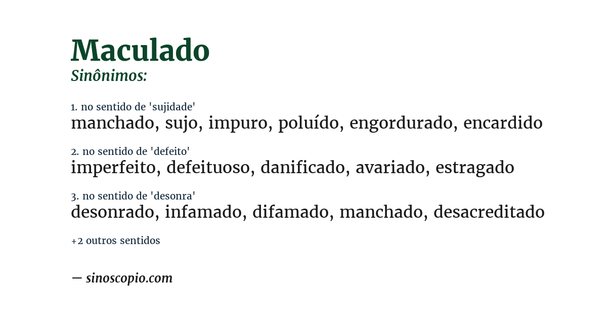 Sinônimo de maculado