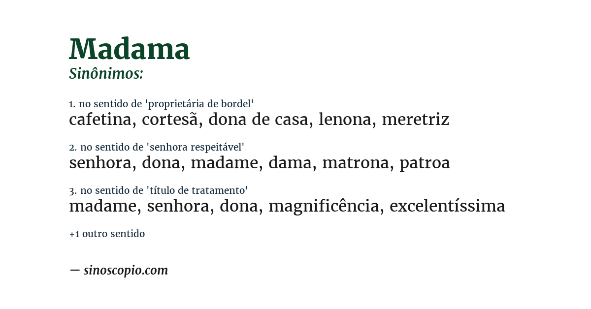 Sinônimo de madama
