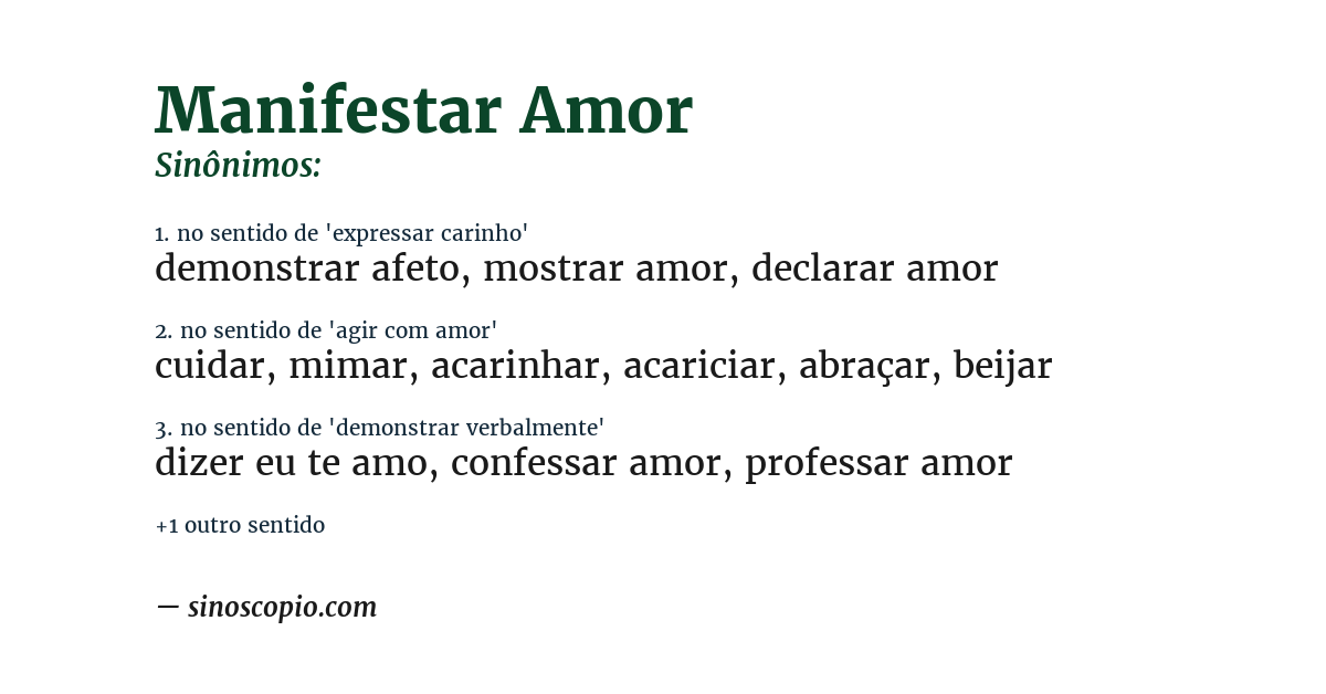Sinônimo de manifestar amor