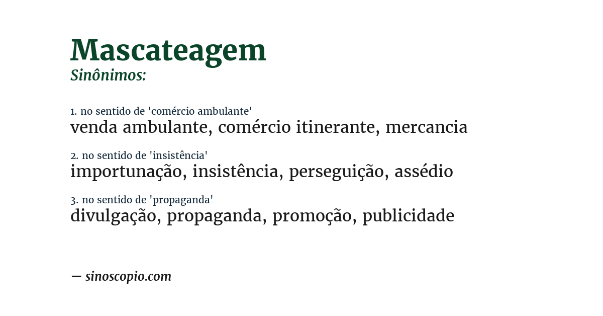 Sinônimo de mascateagem