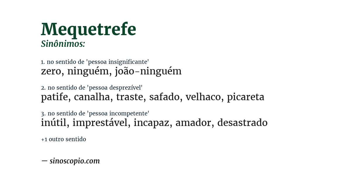 Sinônimo de mequetrefe