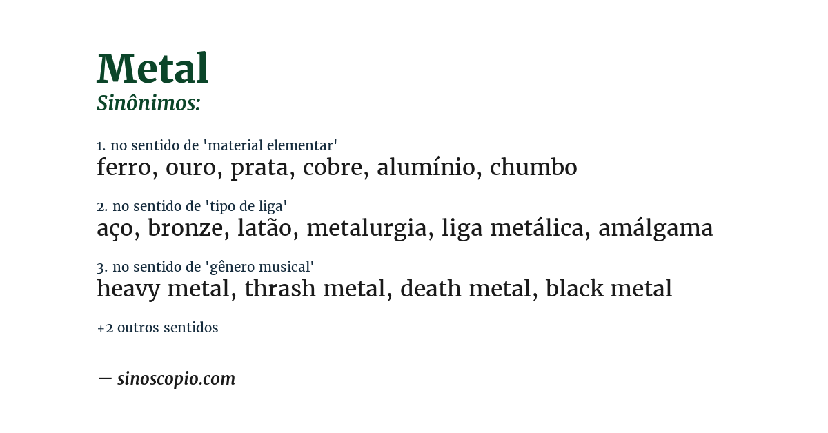 Sinônimo de metal