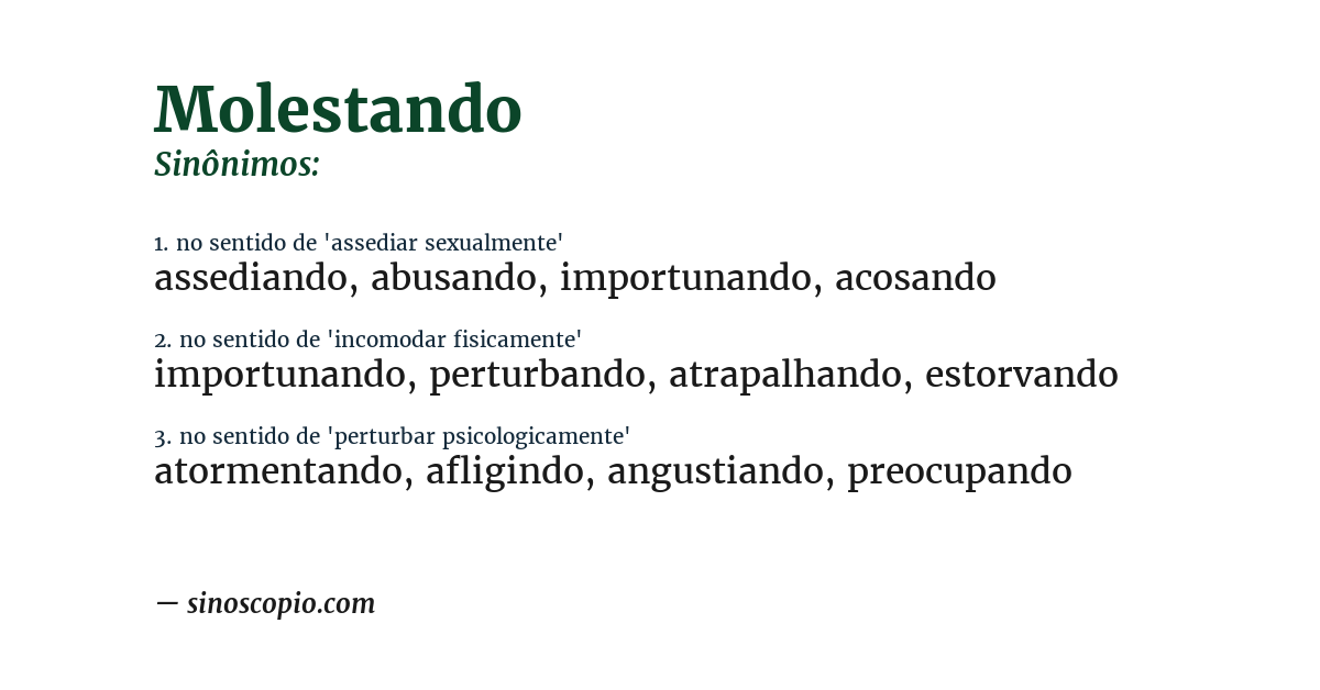Sinônimo de molestando