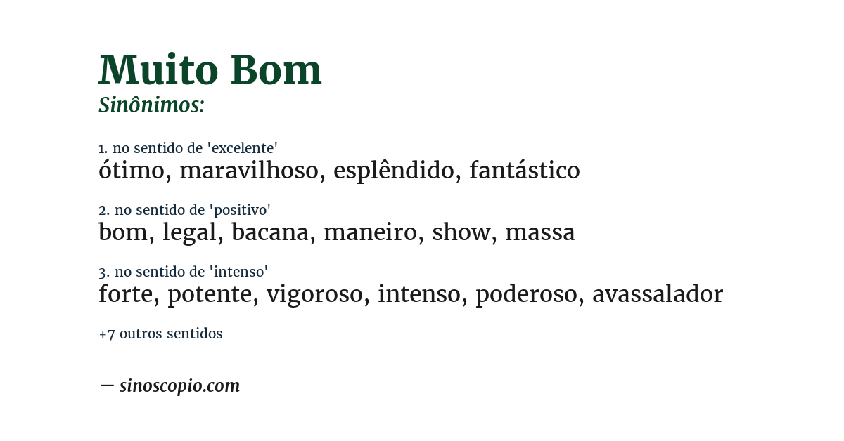 Sinônimo de muito bom