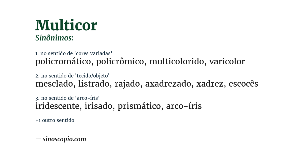Sinônimo de multicor
