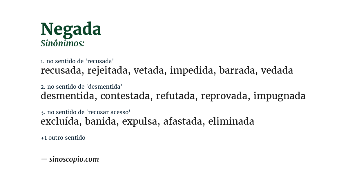 Sinônimo de negada