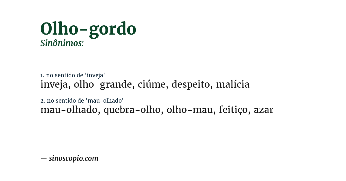 Sinônimo de olho-gordo
