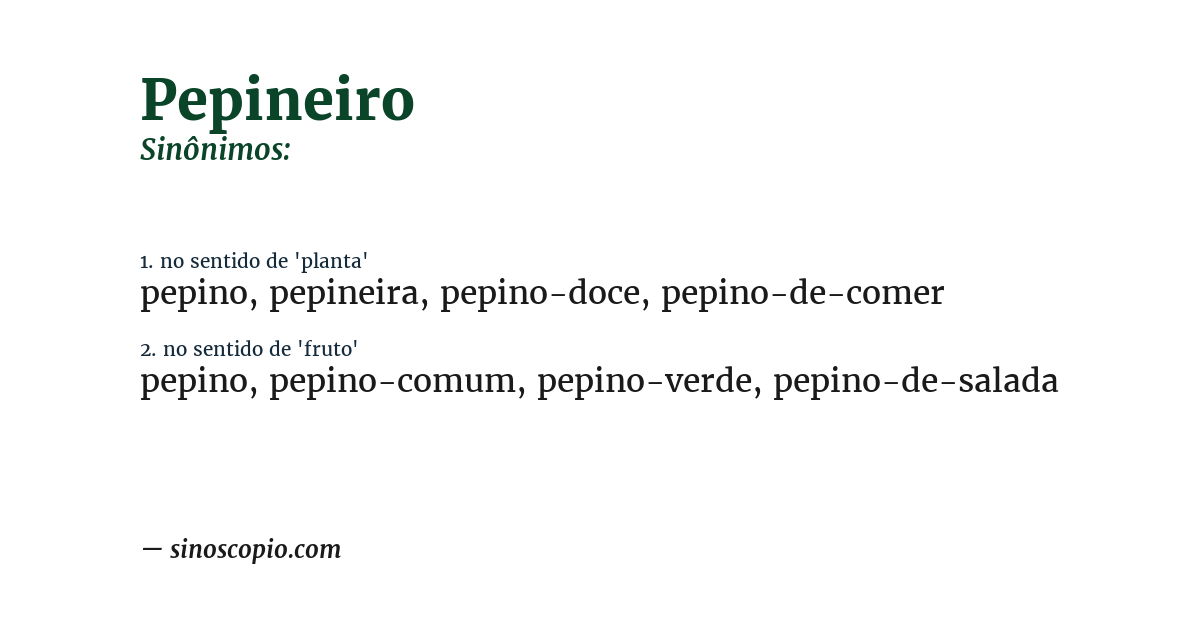 Sinônimo de pepineiro