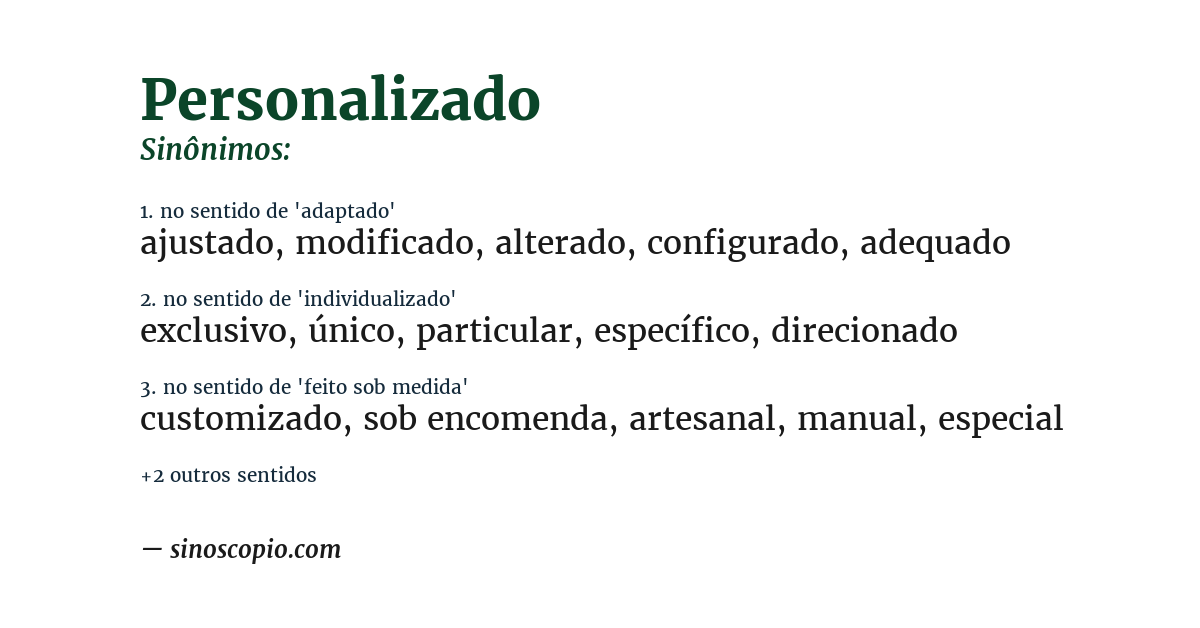 Sinônimo de personalizado