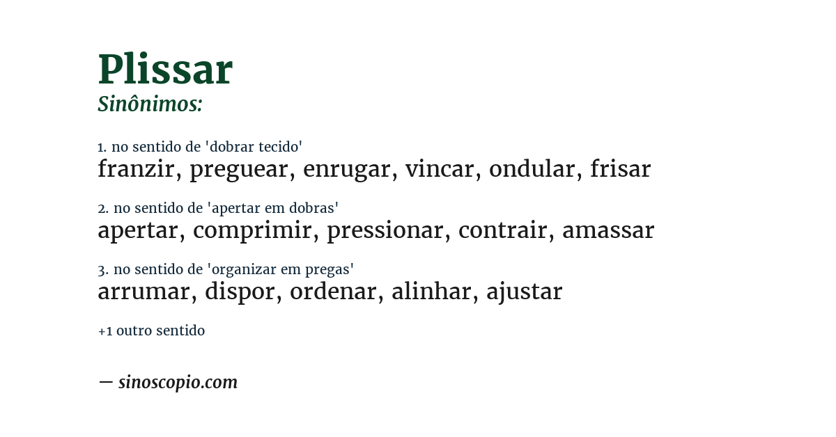 Sinônimo de plissar