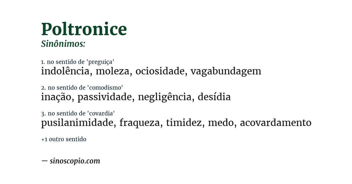 Sinônimo de poltronice