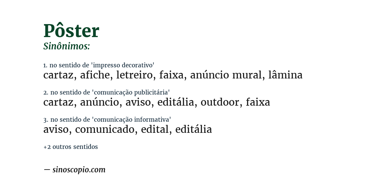 Sinônimo de pôster