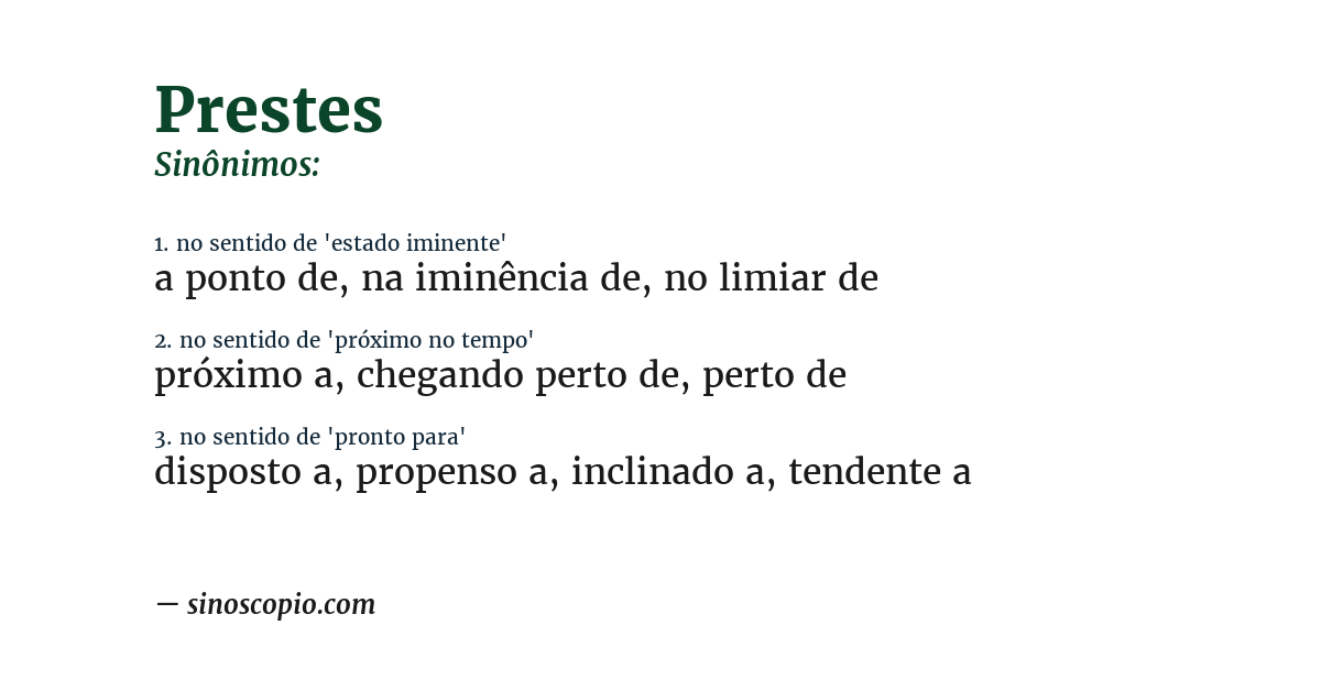Sinônimo de prestes