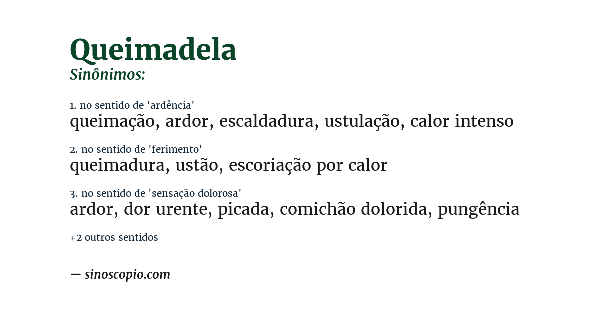 Sinônimo de queimadela