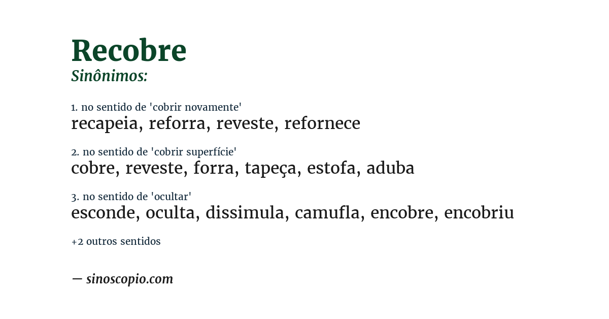 Sinônimo de recobre