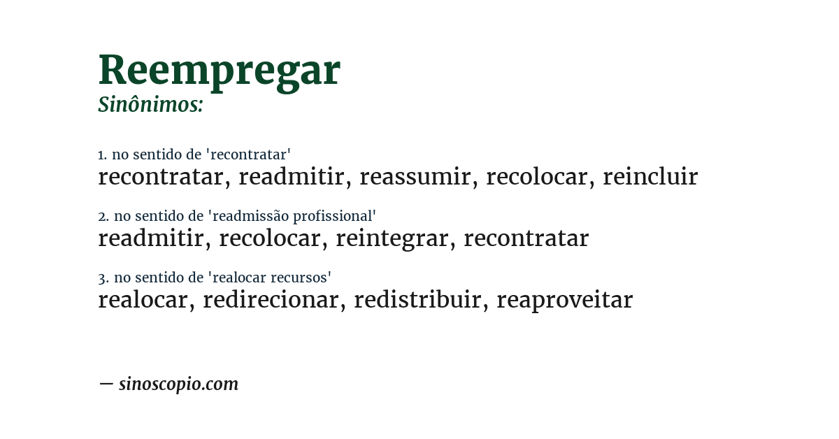 Sinônimo de reempregar