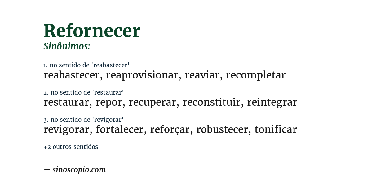 Sinônimo de refornecer