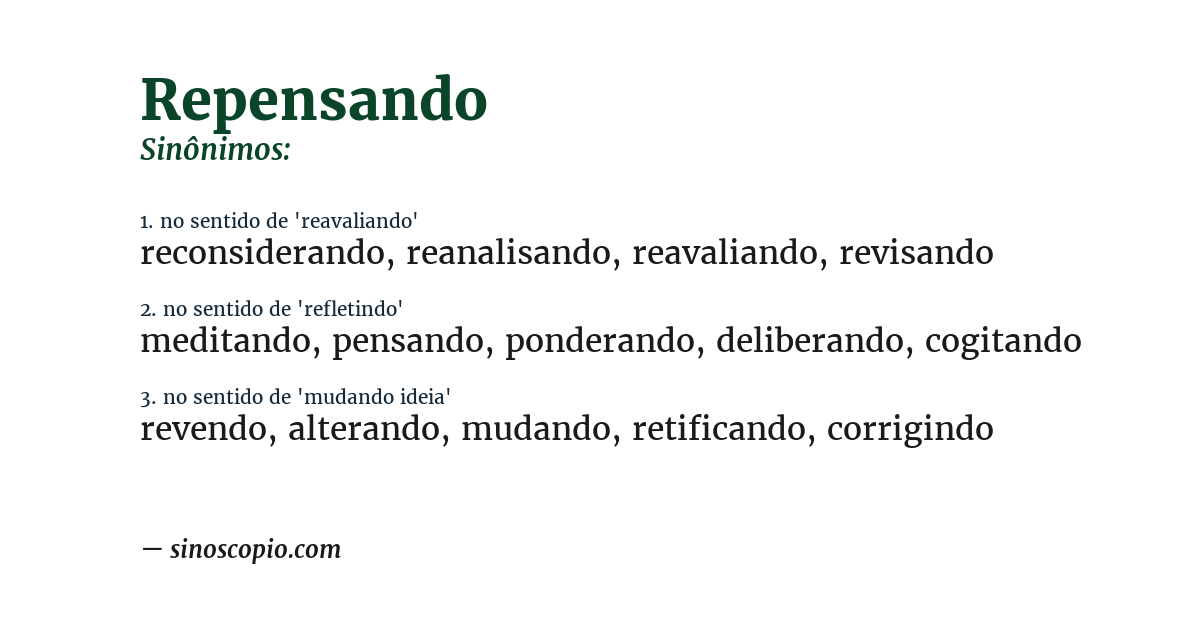 Sinônimo de repensando