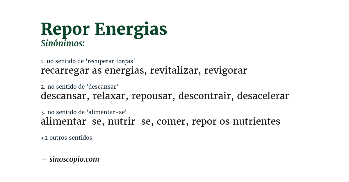 Sinônimo de repor energias