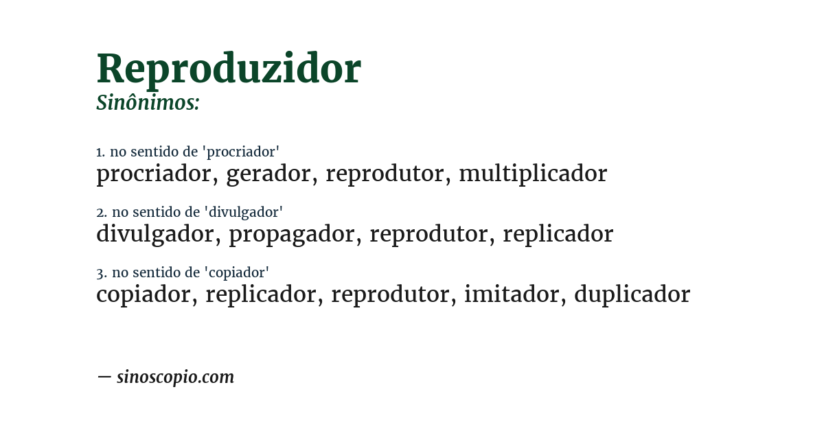 Sinônimo de reproduzidor