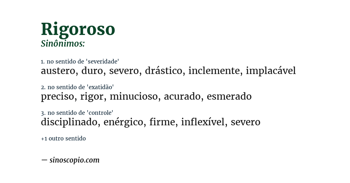 Sinônimo de rigoroso