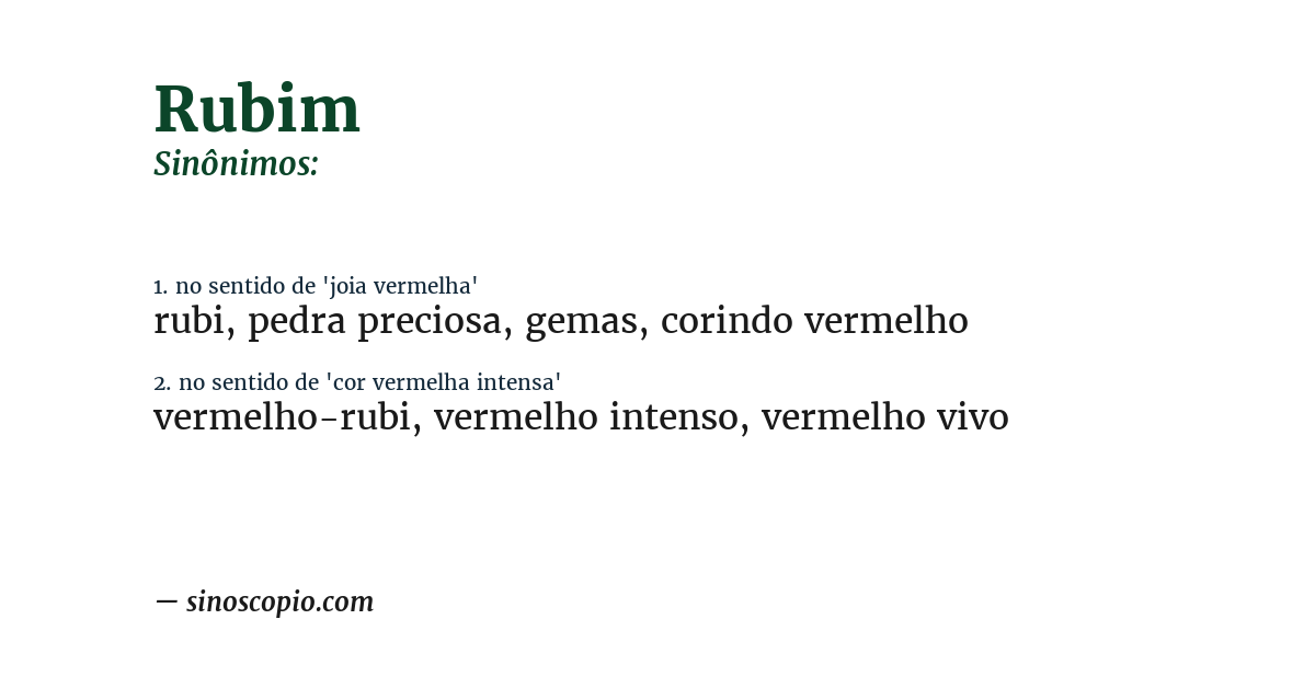 Sinônimo de rubim