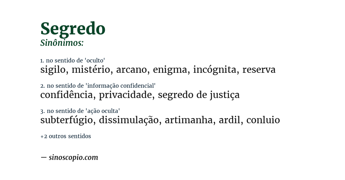 Sinônimo de segredo