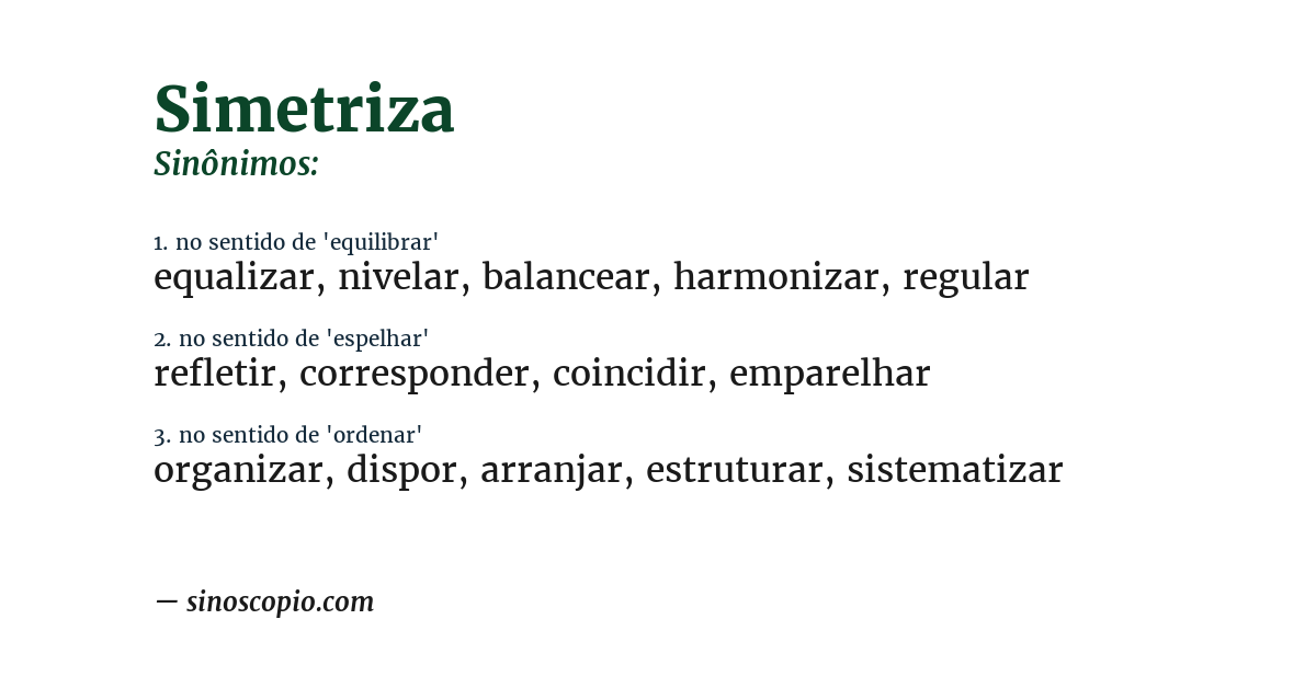 Sinônimo de simetriza