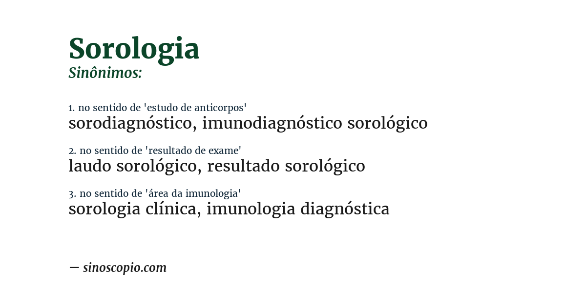 Sinônimo de sorologia