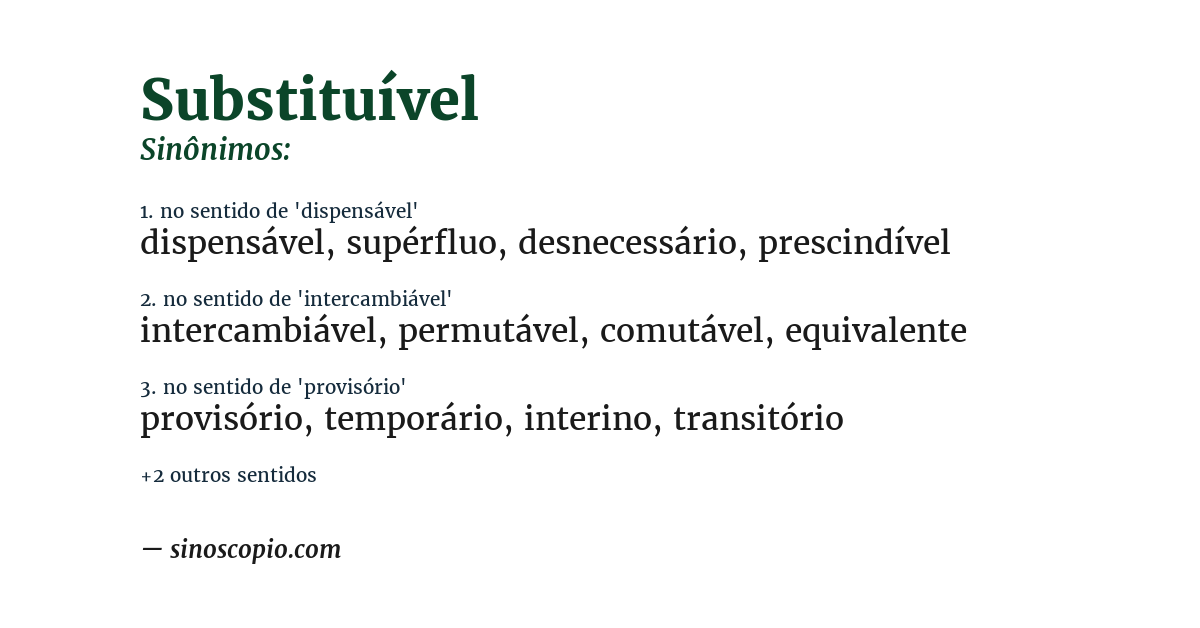Sinônimo de substituível