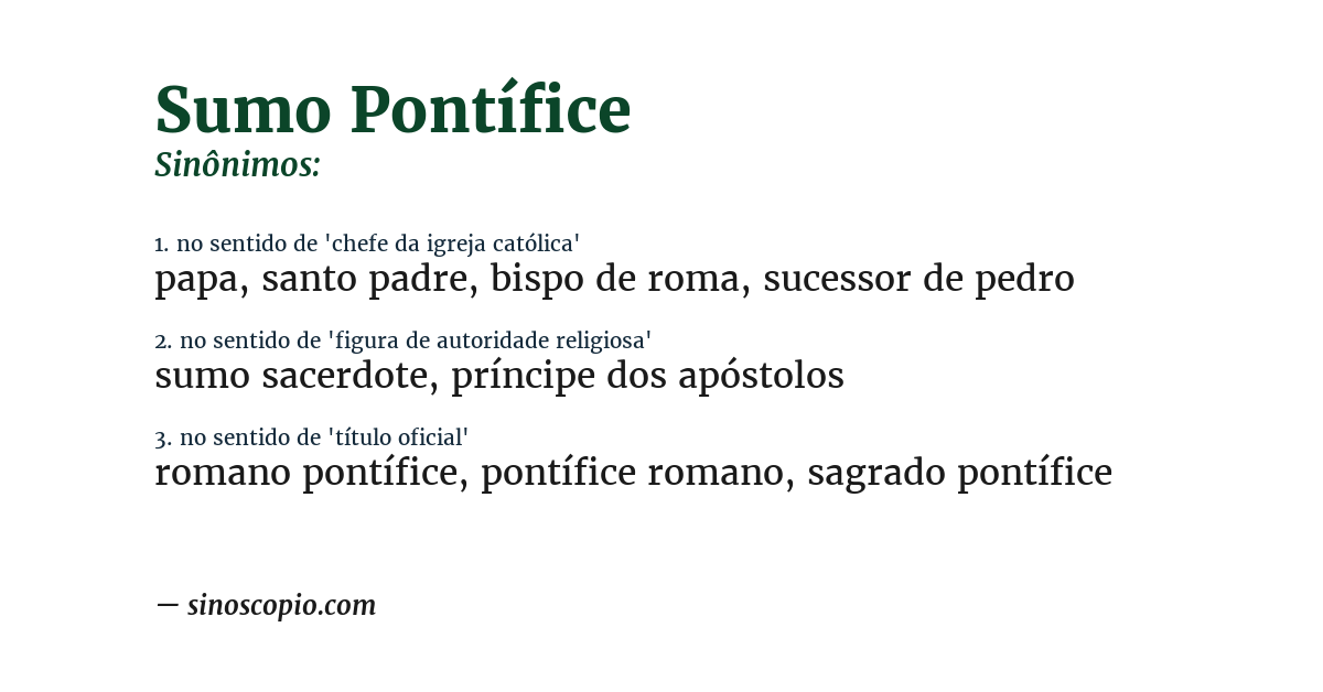 Sinônimo de sumo pontífice
