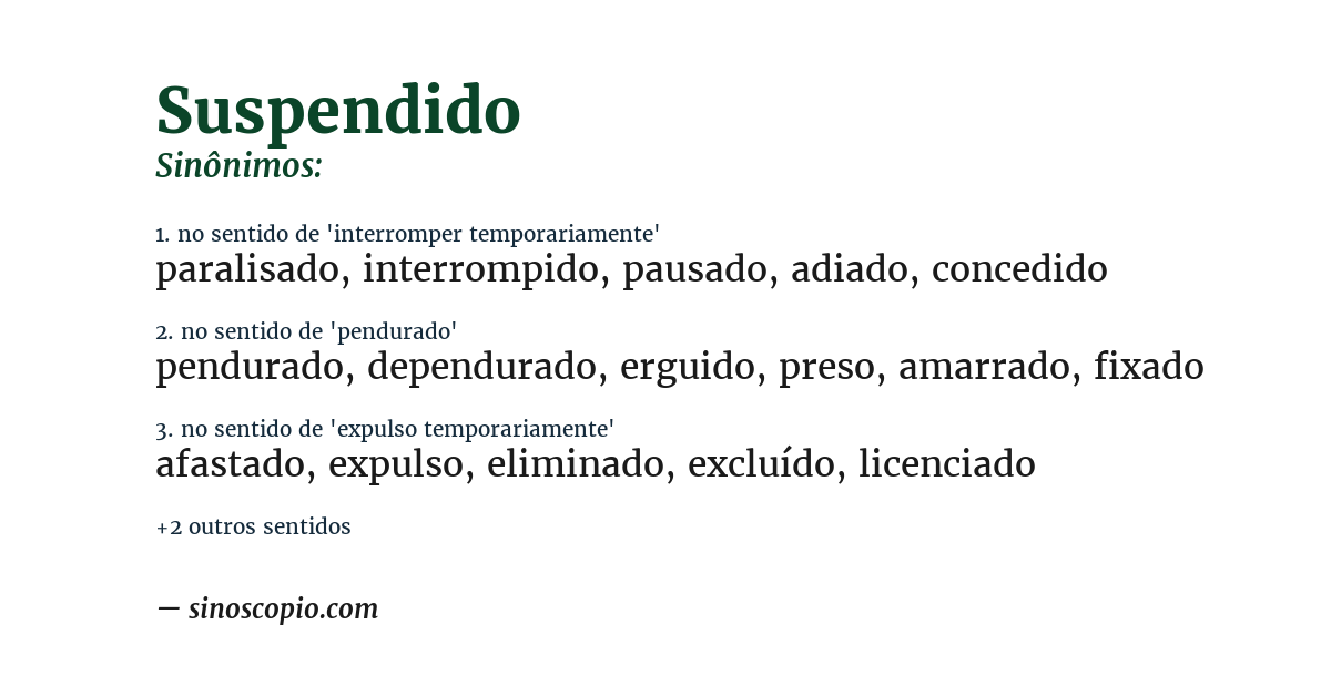 Sinônimo de suspendido