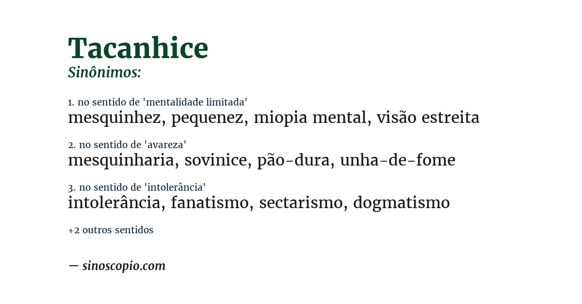 Sinônimo de tacanhice