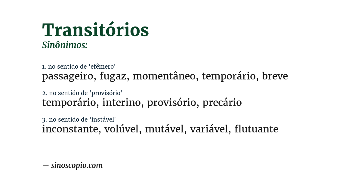 Sinônimo de transitórios