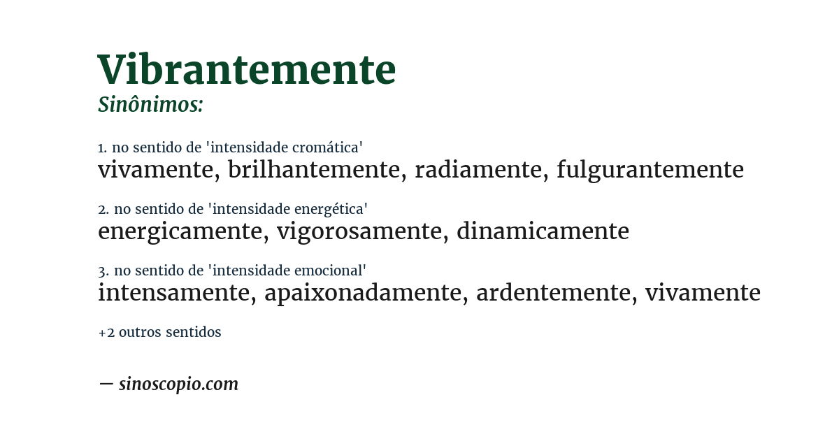 Sinônimo de vibrantemente