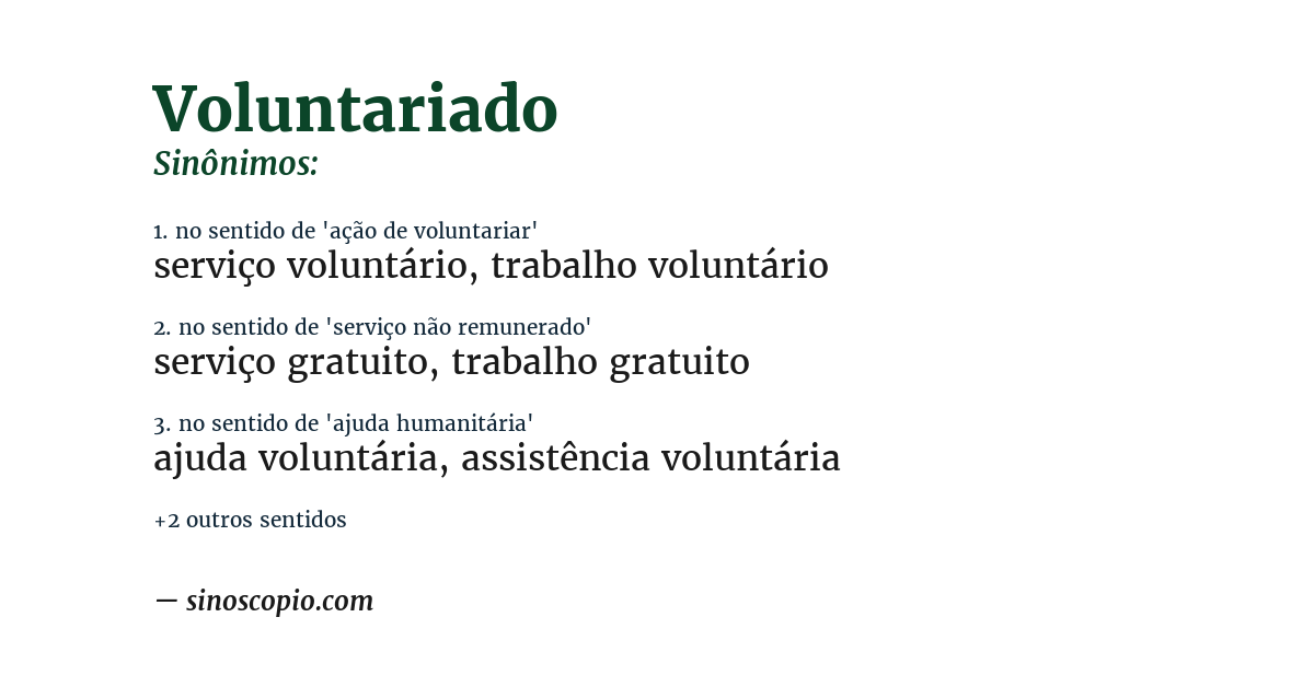 Sinônimo de voluntariado