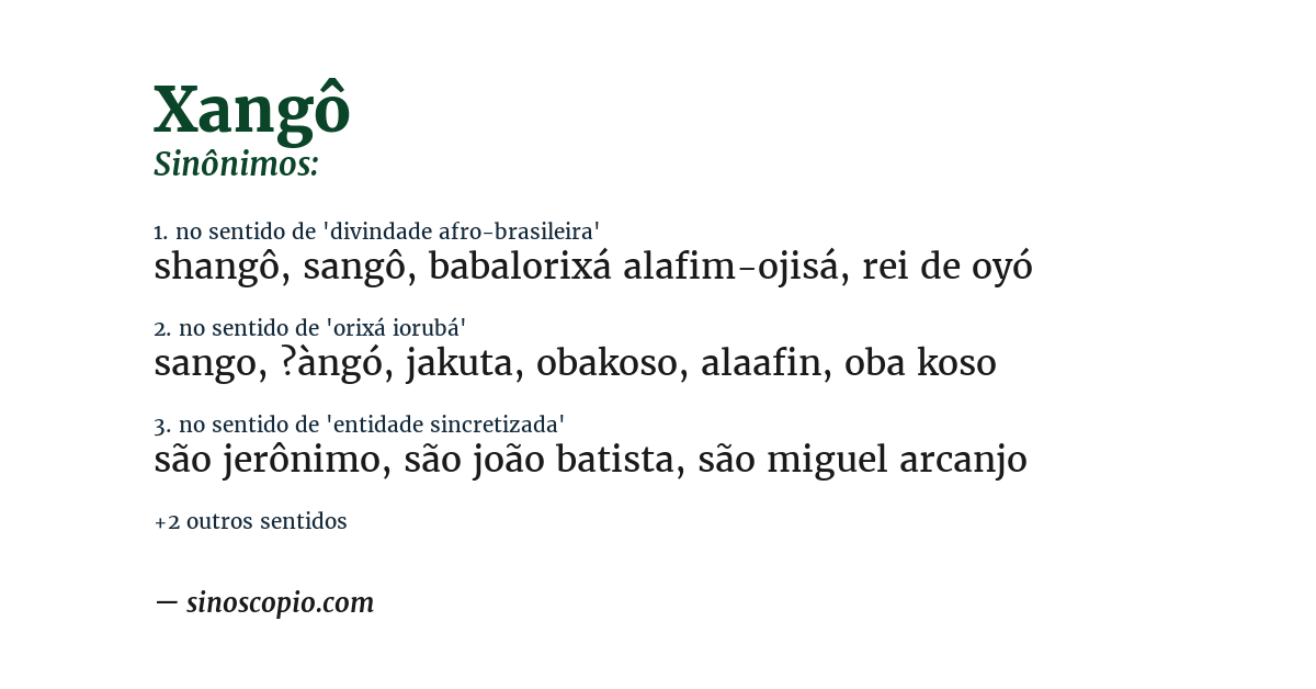 Sinônimo de xangô