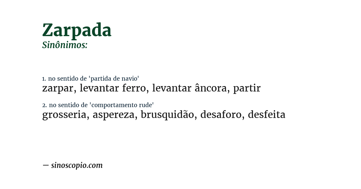 Sinônimo de zarpada