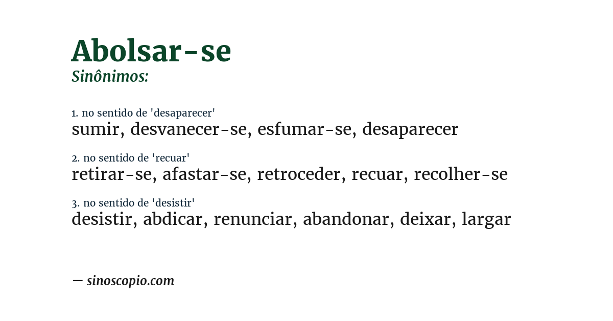 Sinônimo de abolsar-se