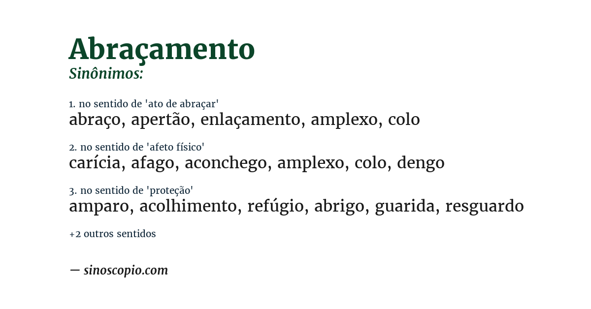 Sinônimo de abraçamento