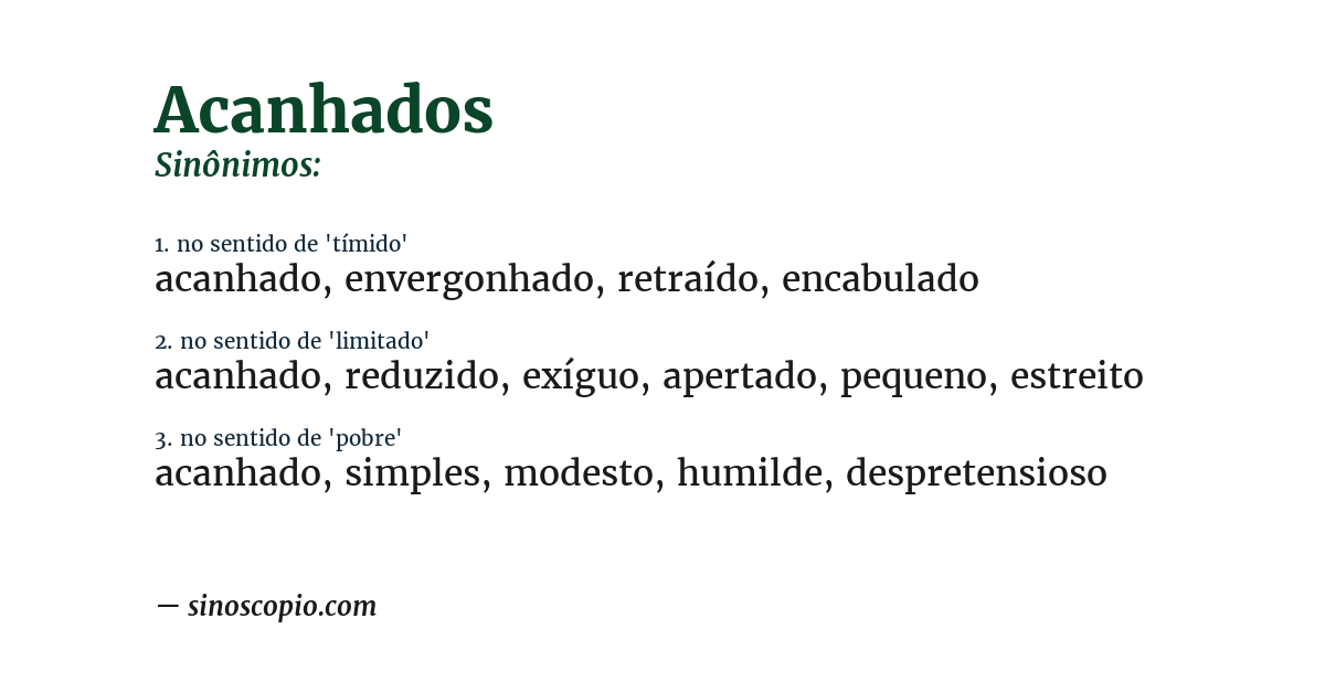 Sinônimo de acanhados