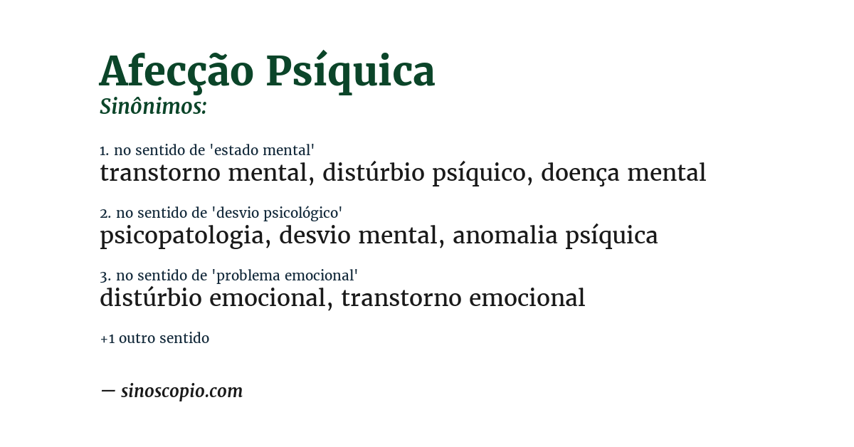 Sinônimo de afecção psíquica