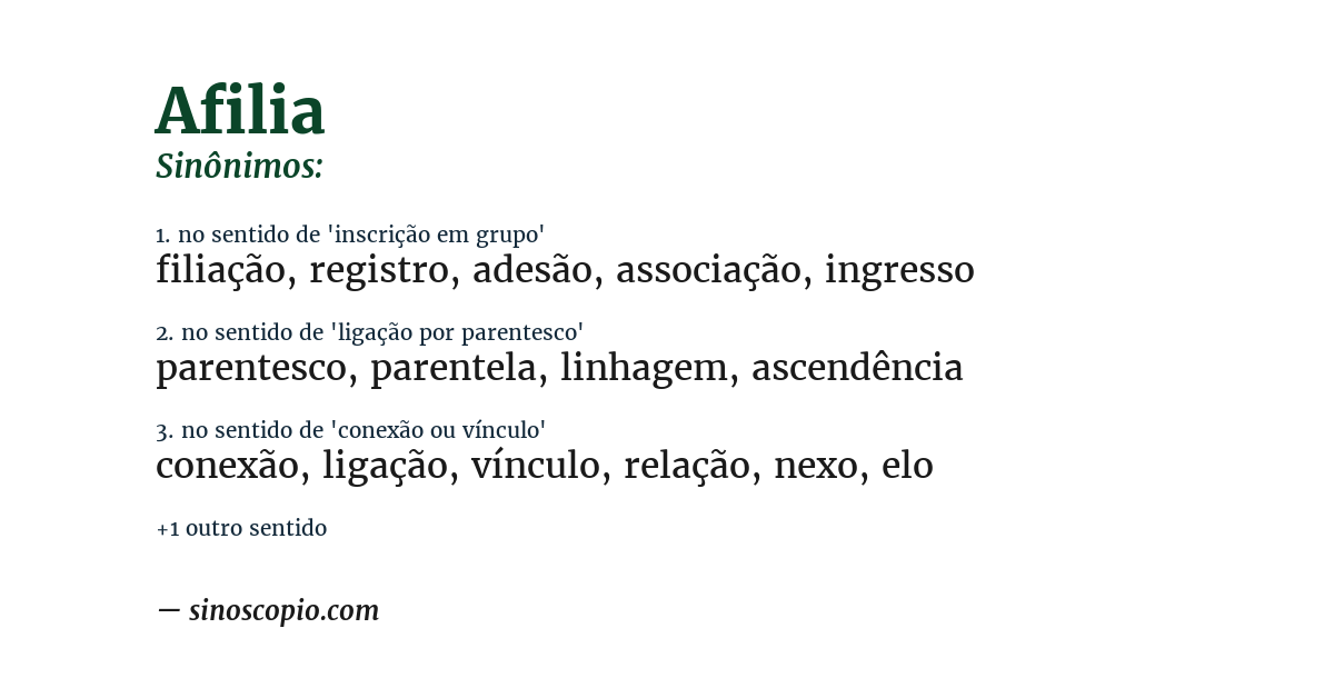 Sinônimo de afilia